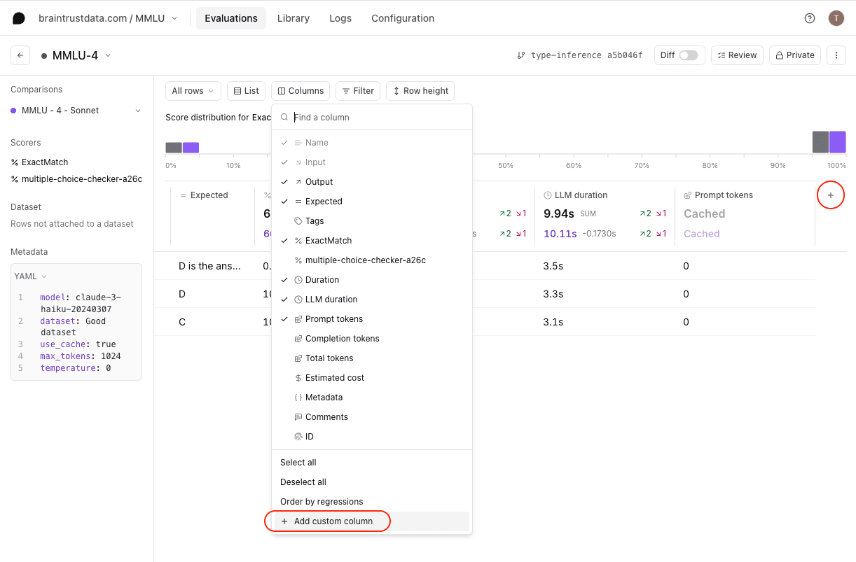 Create column action