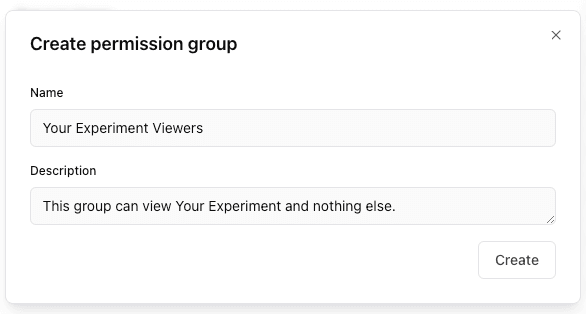 Create experiment level group